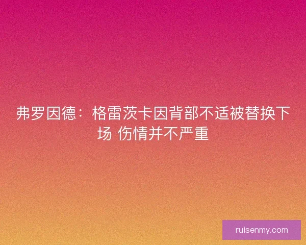 弗罗因德：格雷茨卡因背部不适被替换下场 伤情并不严重