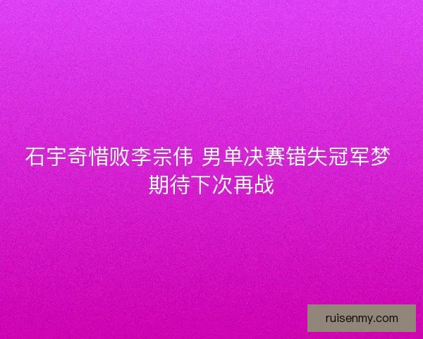 石宇奇惜败李宗伟 男单决赛错失冠军梦 期待下次再战